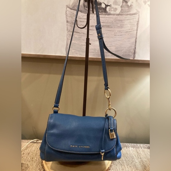 MARC JACOBS The Boho‎ Grind Medium Leather Sky Blue Crossbody original pa… - Picture 4 of 11